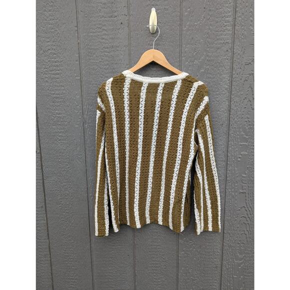 Knit Sweater fall cottage granny granola nature fairy camp boho crew neck L - Picture 3 of 4